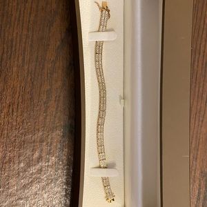 NEW GOLD PLATED STERLING SILVER CZ BRACELET